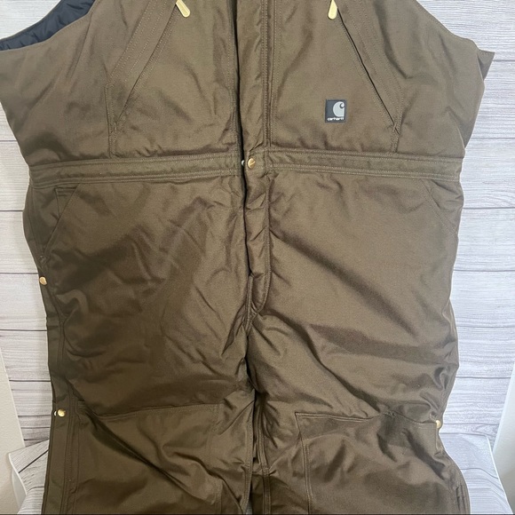 Carhartt Arctic Zip Front Bib-Overall Quilt Lined Size 50x30 Brown Model R33 - Picture 2 of 14
